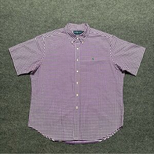 Ralph Lauren Shirt Men’s XXL Purple Gingham Check Short Sleeve Classic Fit